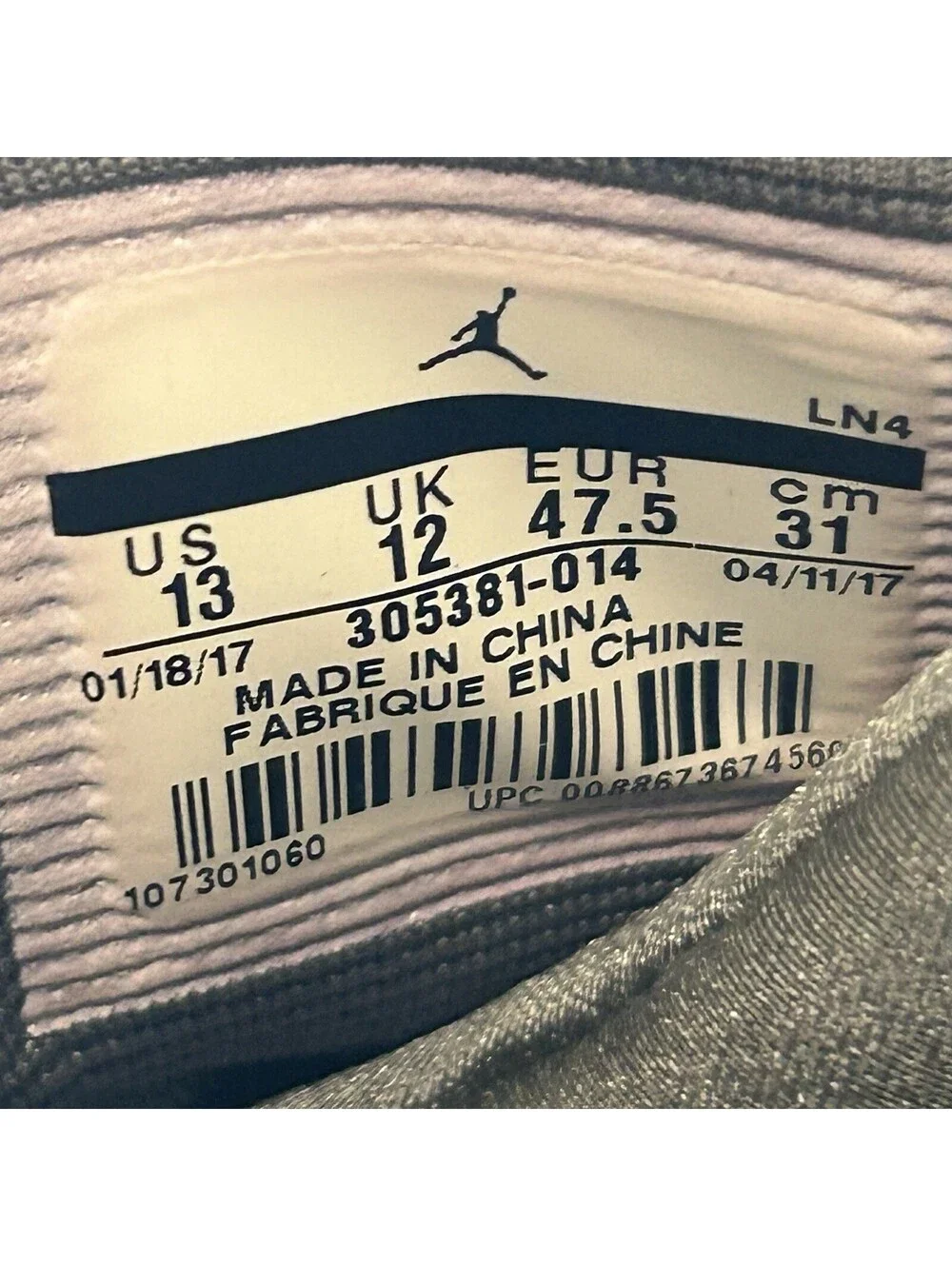 Air Jordan 8 Retro Cool Grey 2017 - Size 13 - (305381-014)
